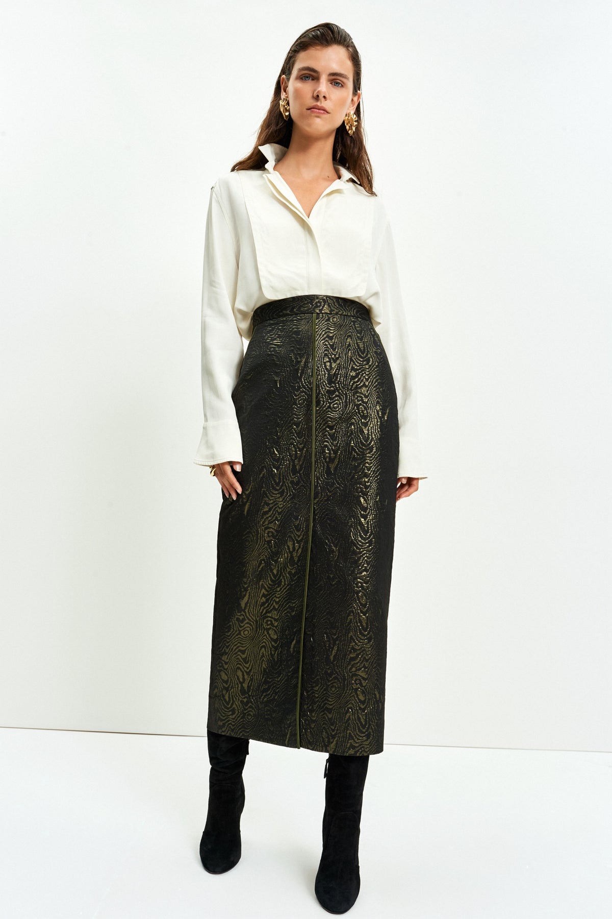 After Five Skirt (Green Moire)