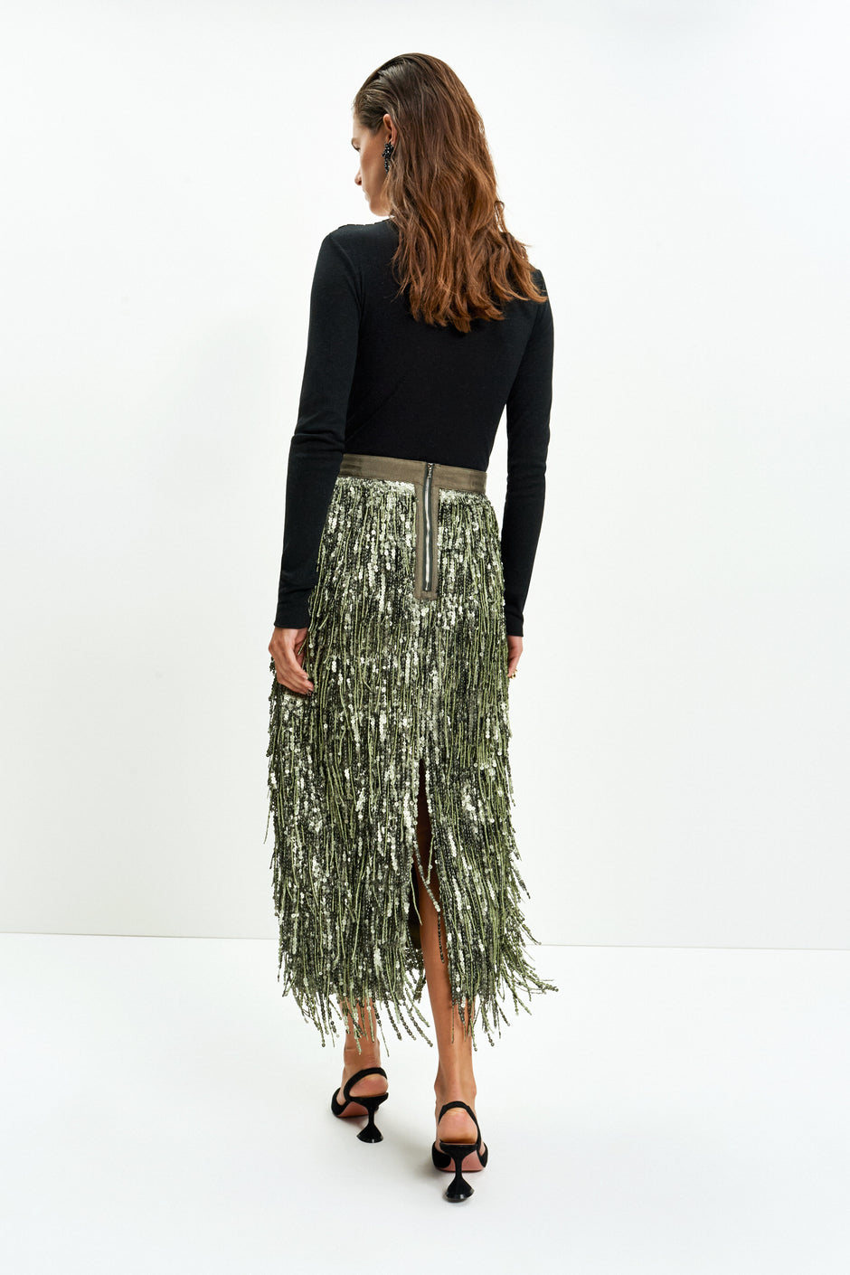 After Five Skirt (Olive Sequin)