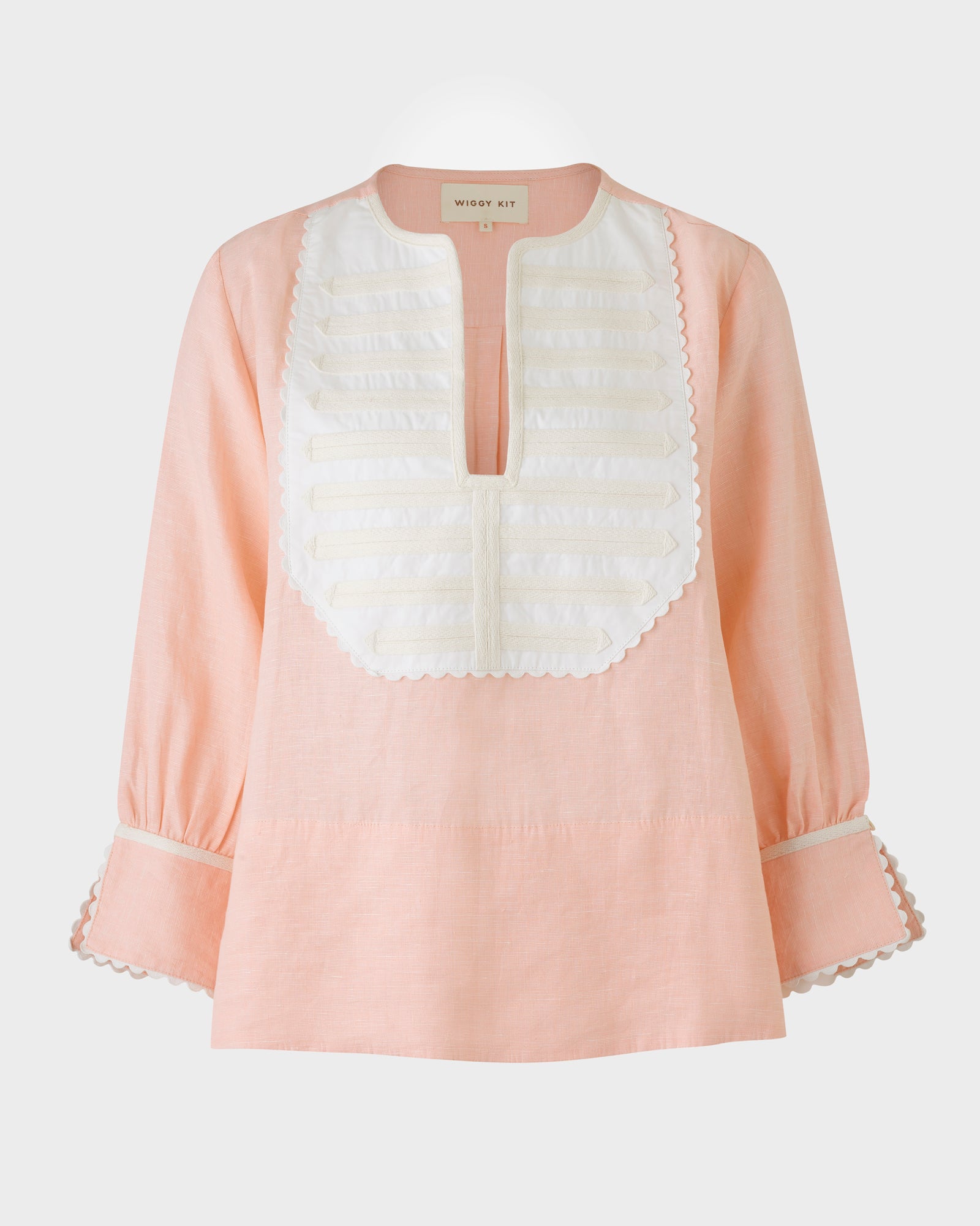 The Bib Shirt (Peach Pink Linen)