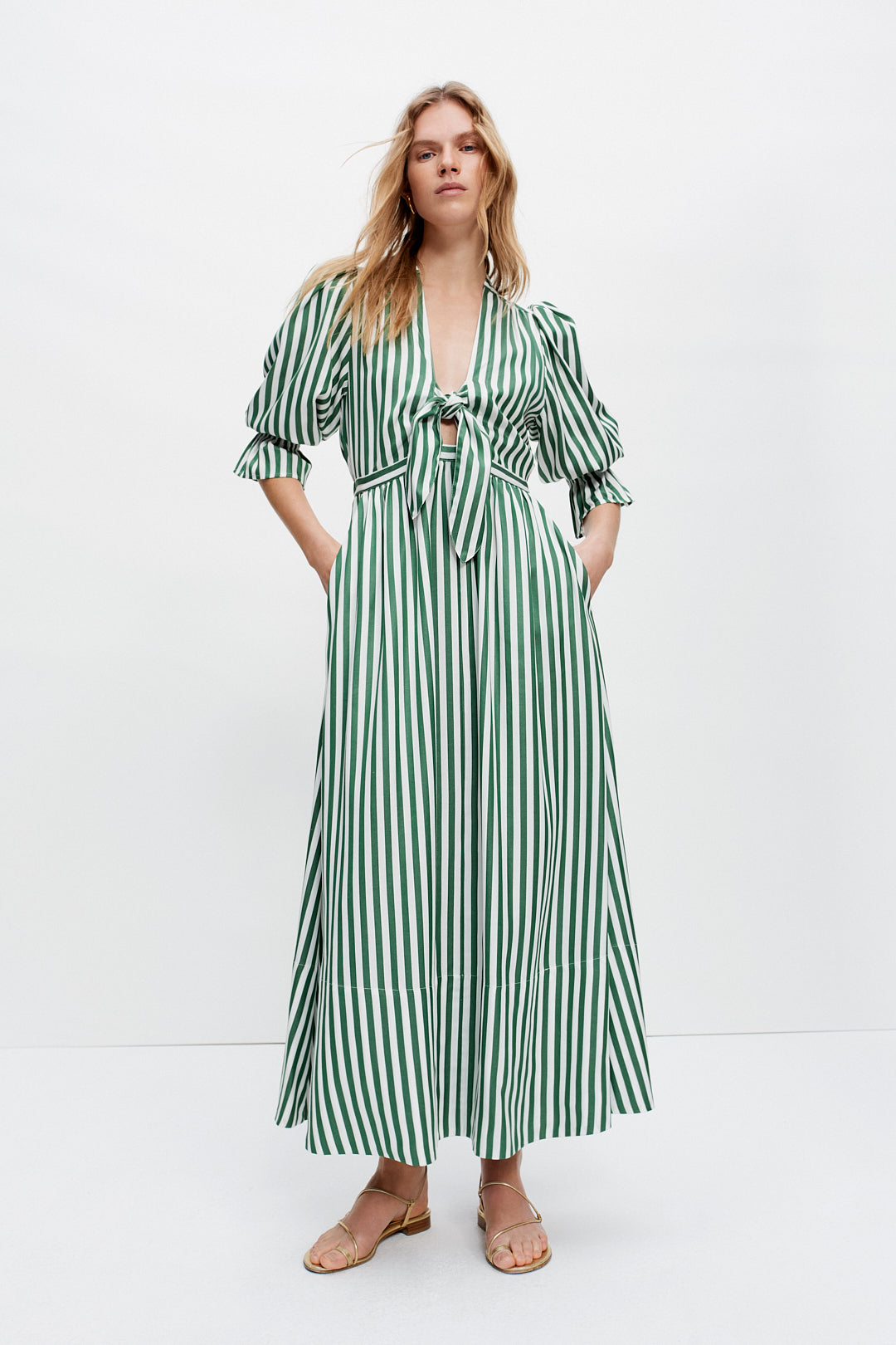 Bunny Dress (Green Stripe)