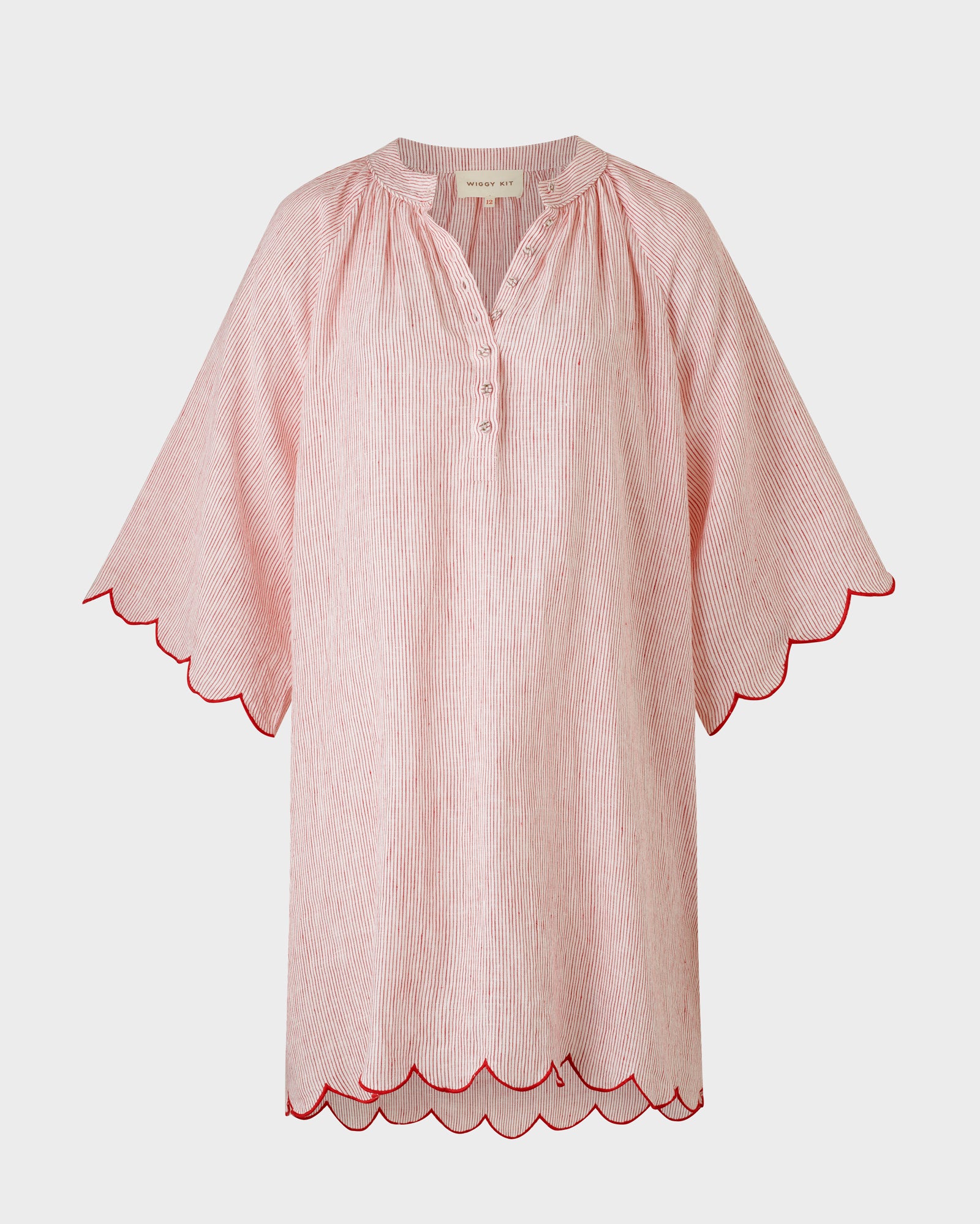 Delphine Dress (Red Stripe Linen)
