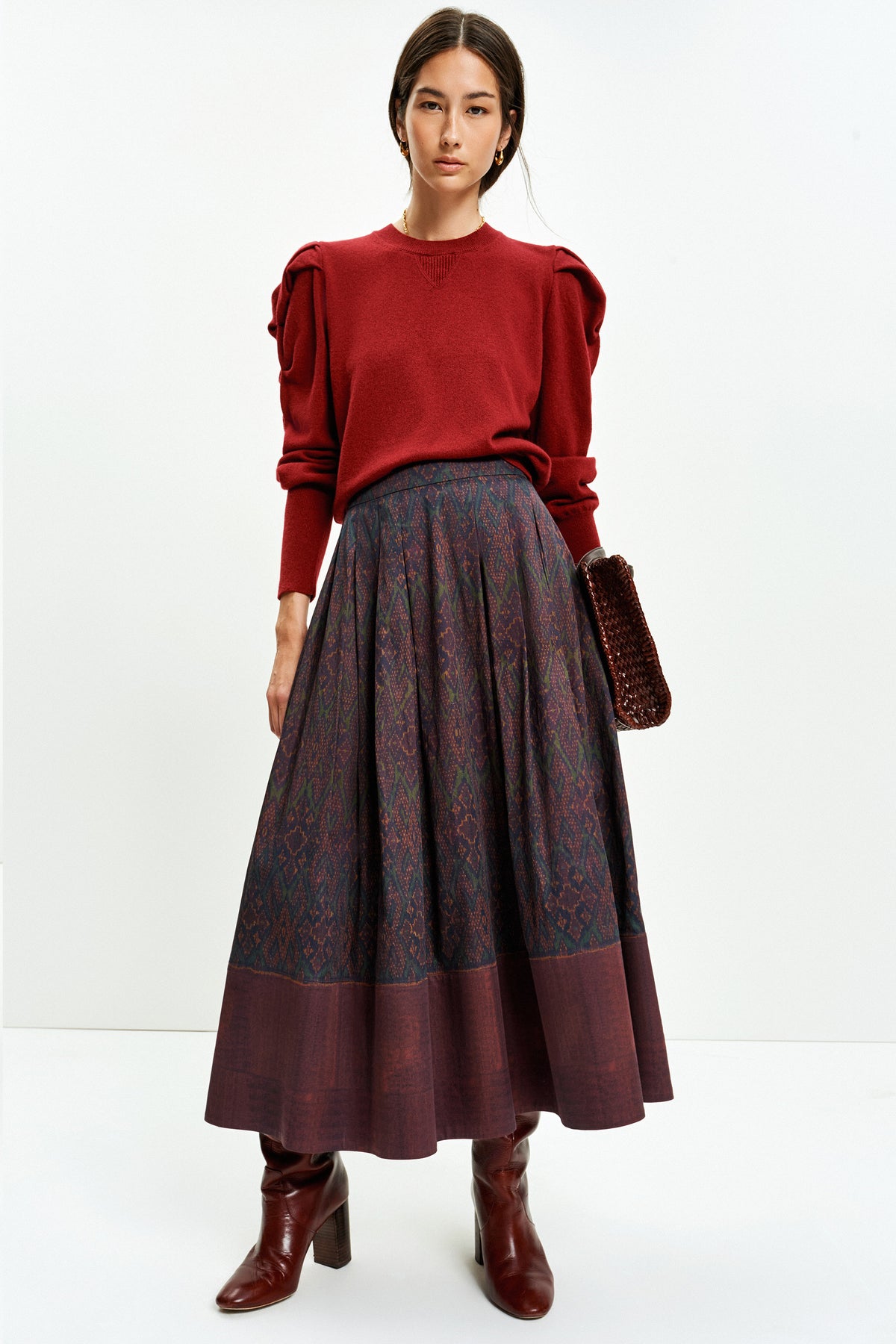 Friday Skirt (Merlot Ikat)