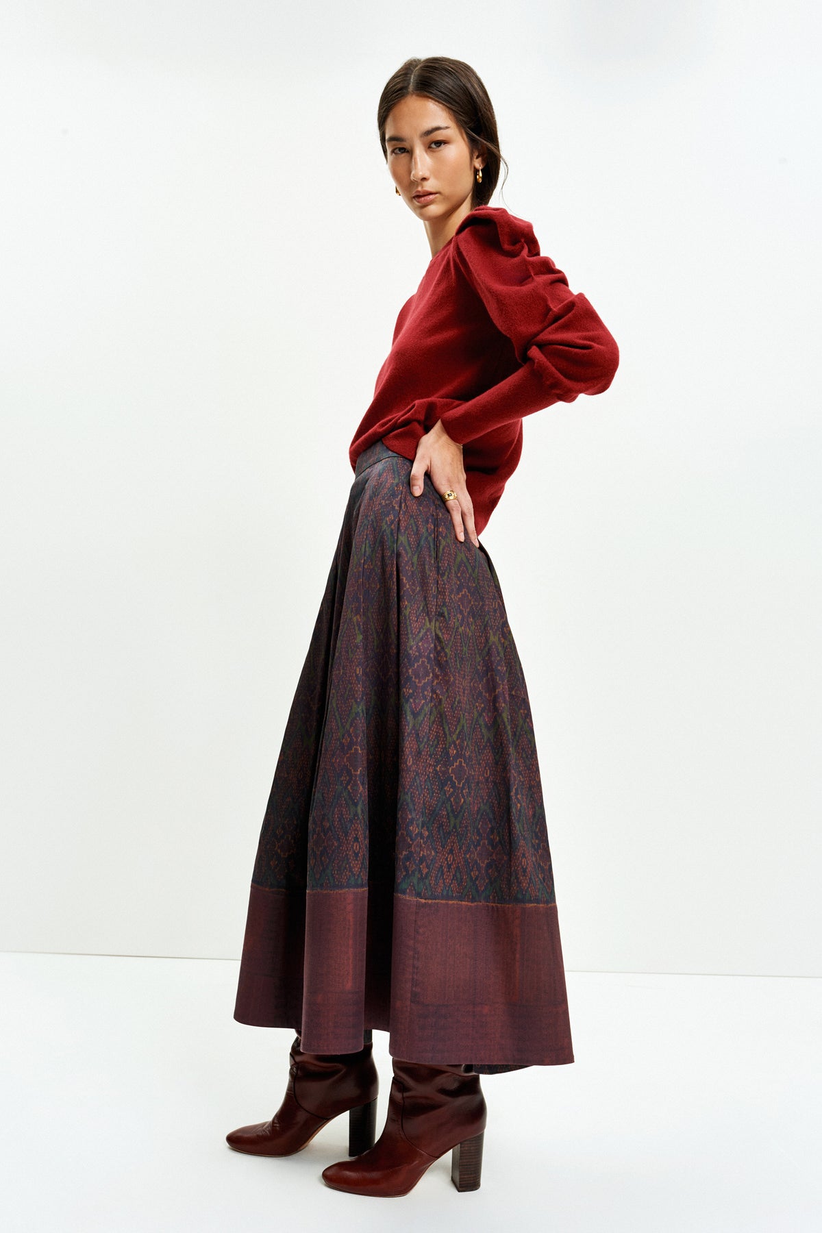 Friday Skirt (Merlot Ikat)