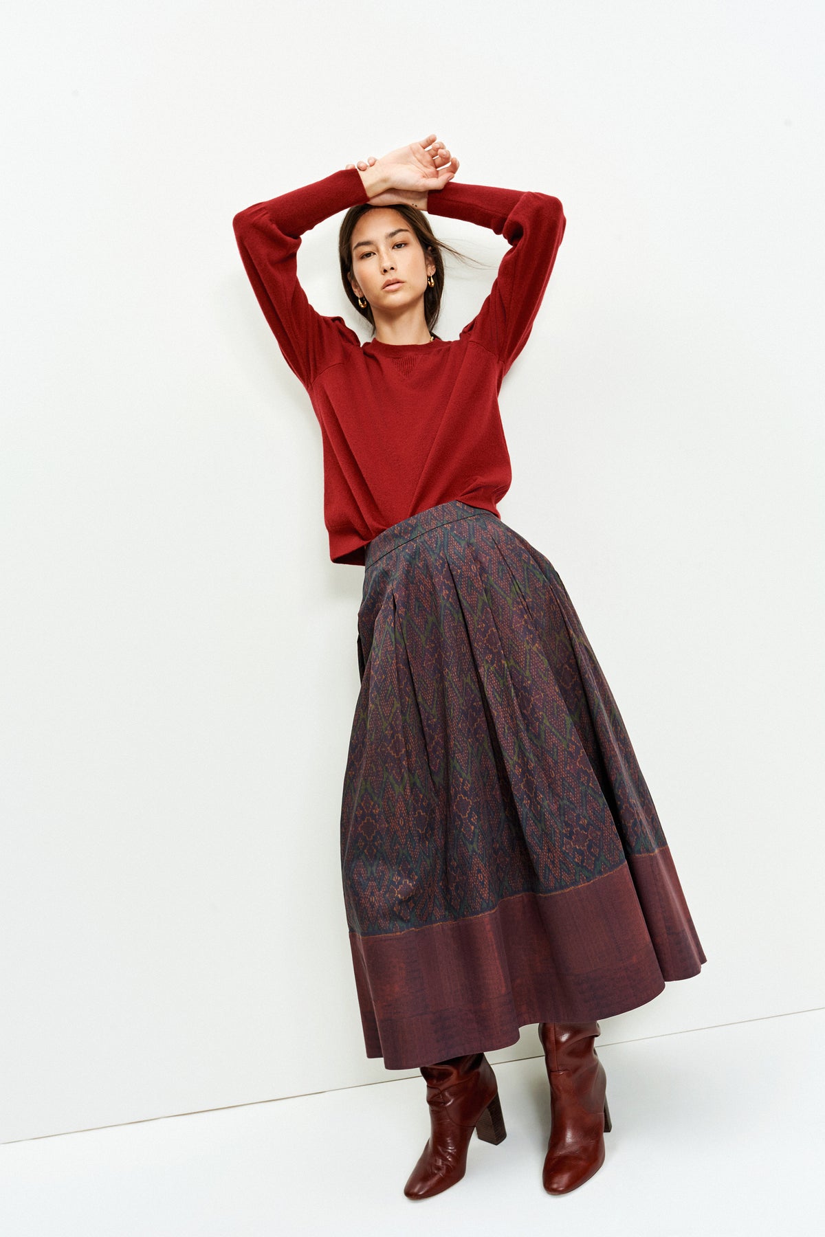 Friday Skirt (Merlot Ikat)