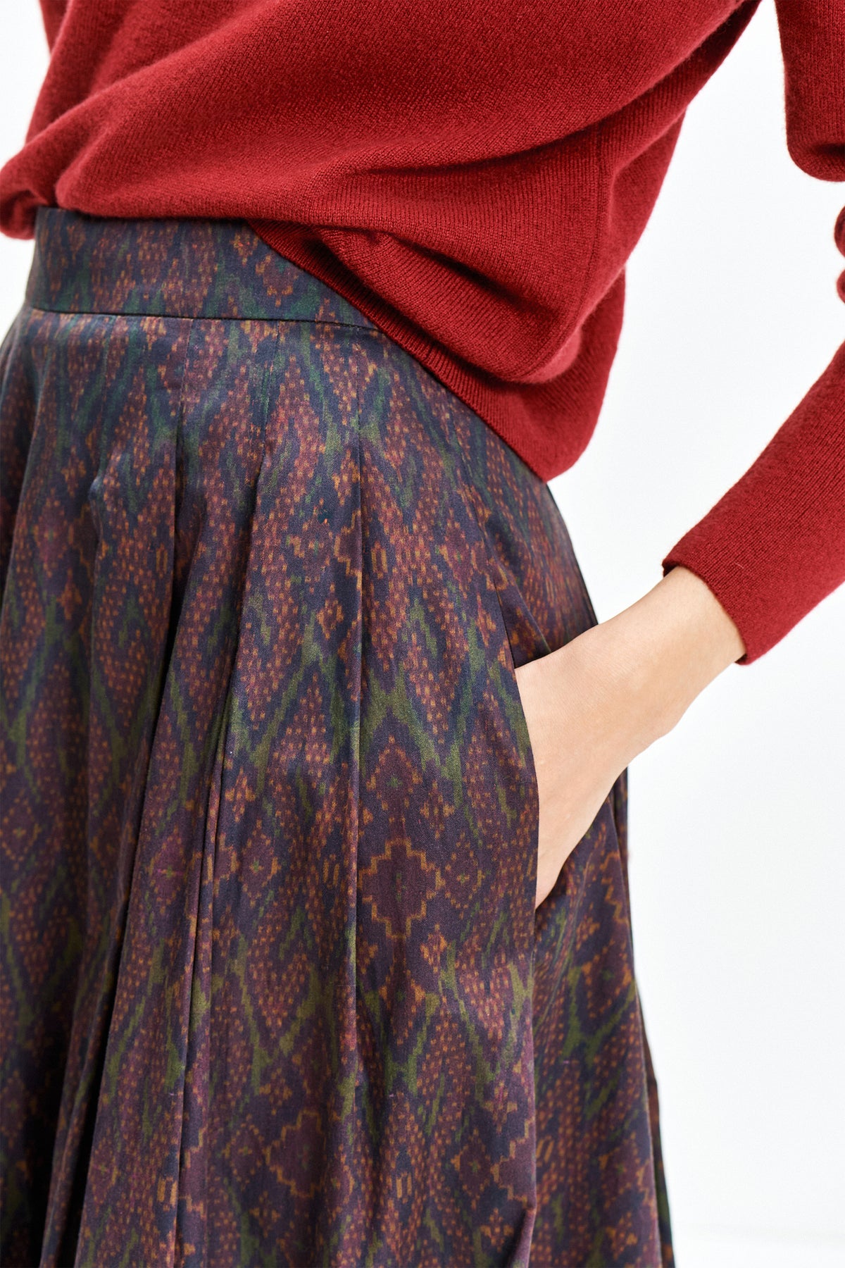 Friday Skirt (Merlot Ikat)