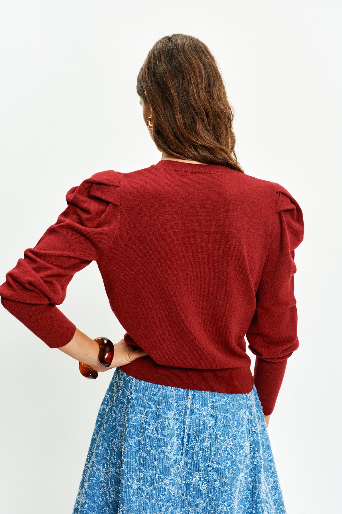 Gather Sleeve Sweater (Red)