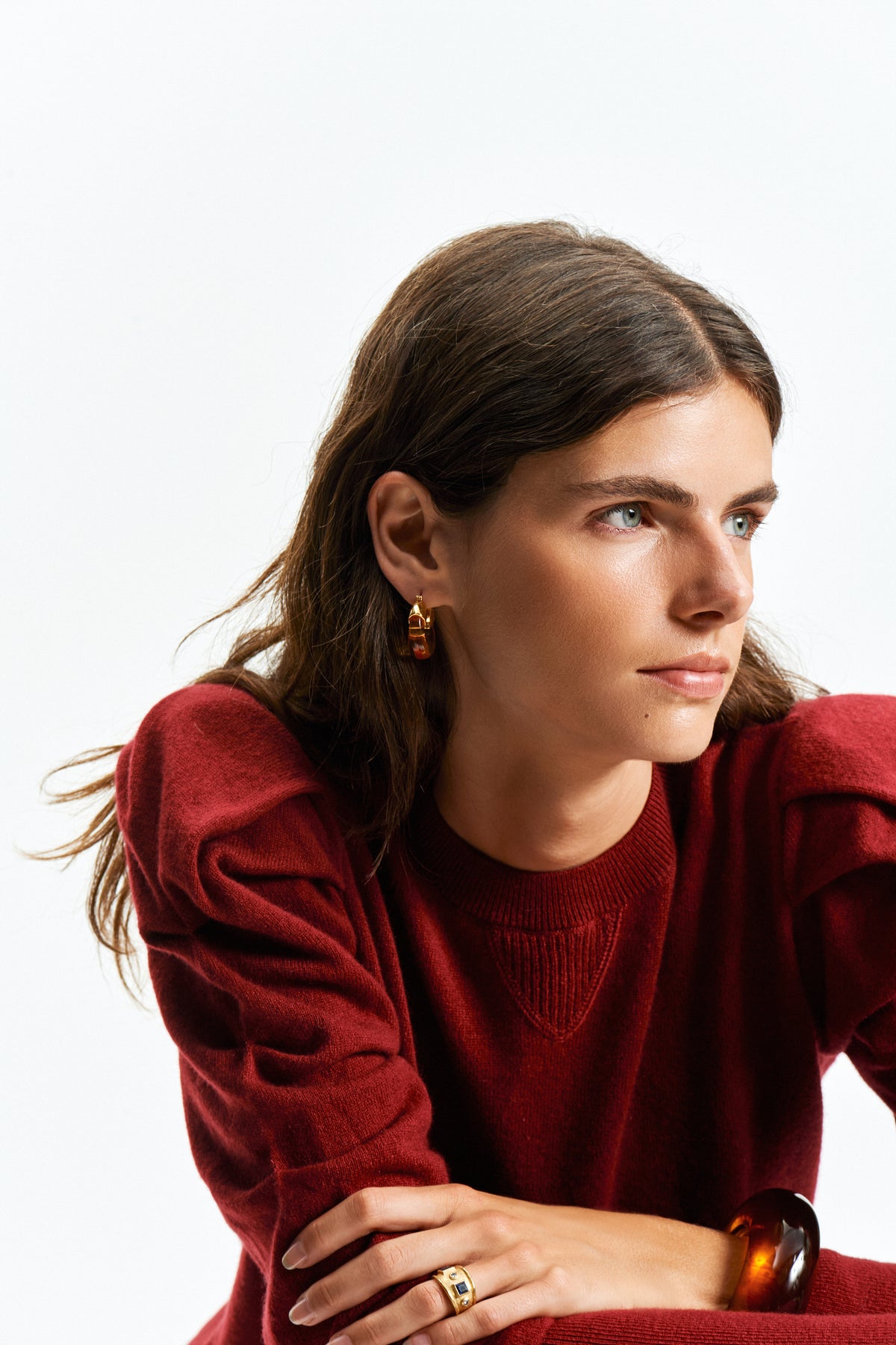 Gather Sleeve Sweater (Red)