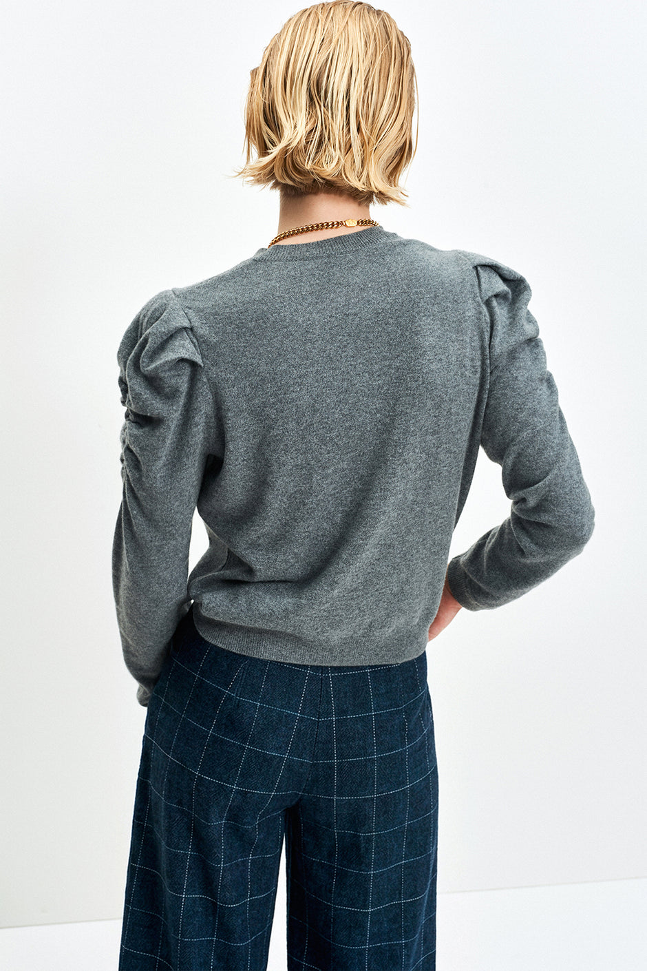 Gather Sleeve Sweater (Marl Grey)