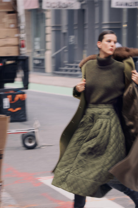 Quilted Gaucho Skirt (Olive)
