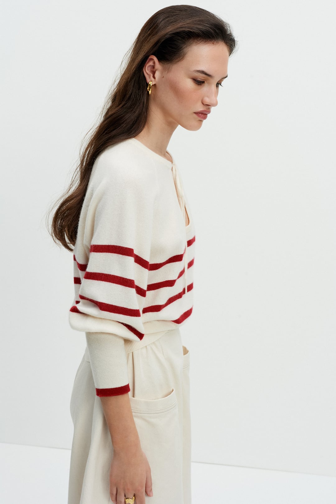 The Keyhole Sweater (Red Stripe)