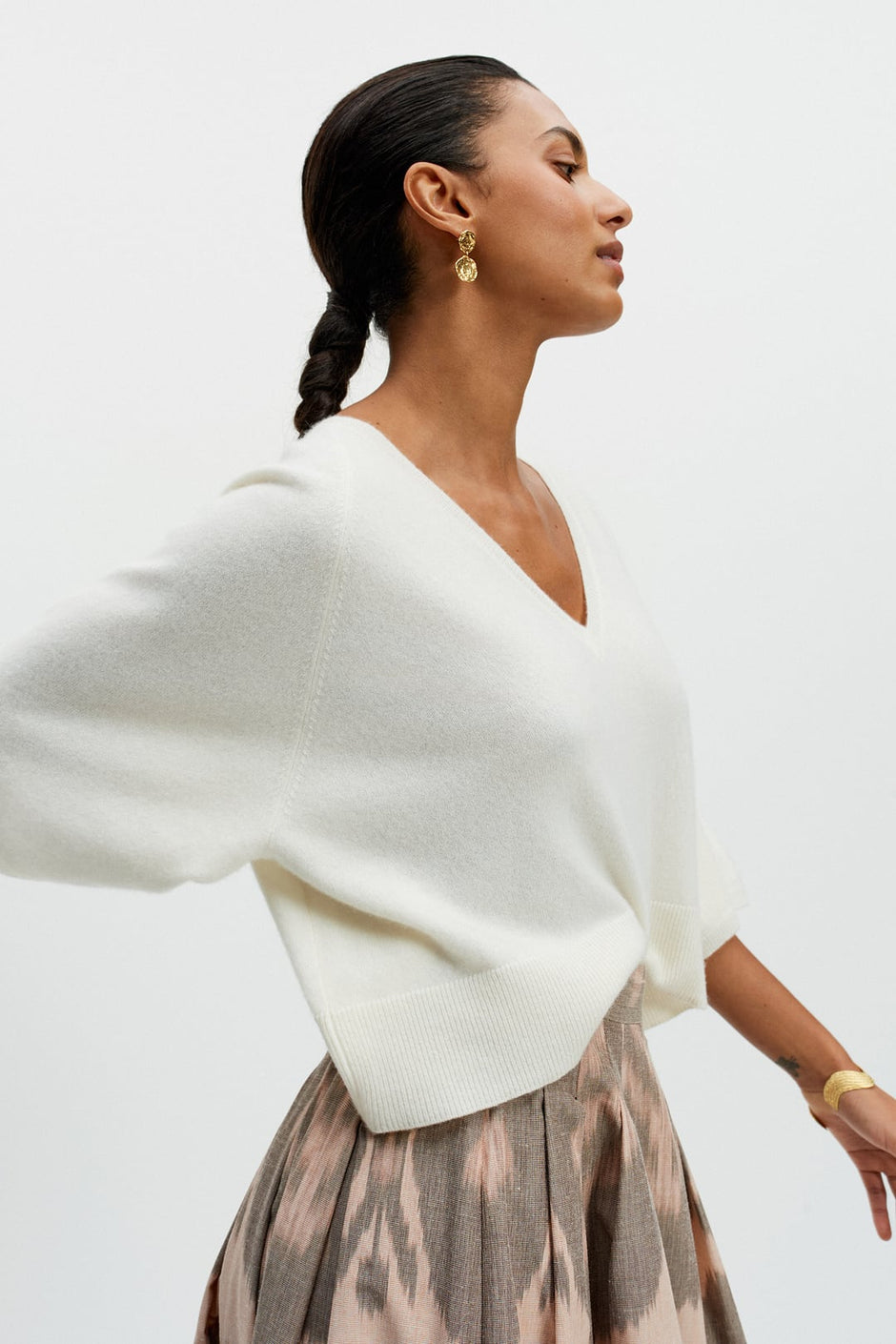 Kimono Sleeve V Neck Cashmere