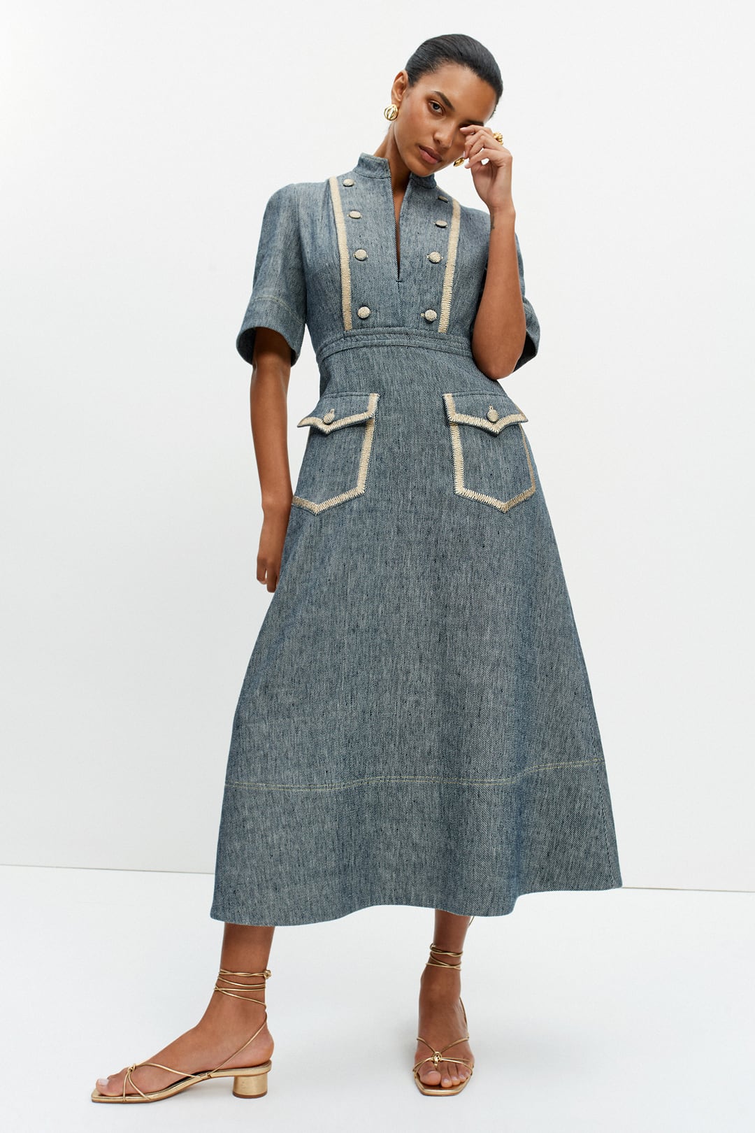 Palermo Dress | Indigo Cotton-Linen Twill Dress