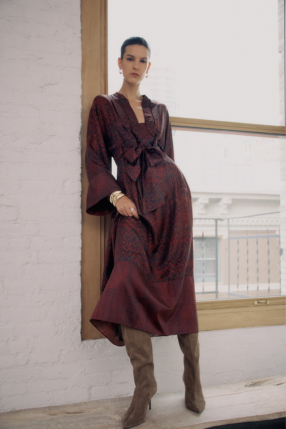 Paloma Dress (Merlot Ikat)