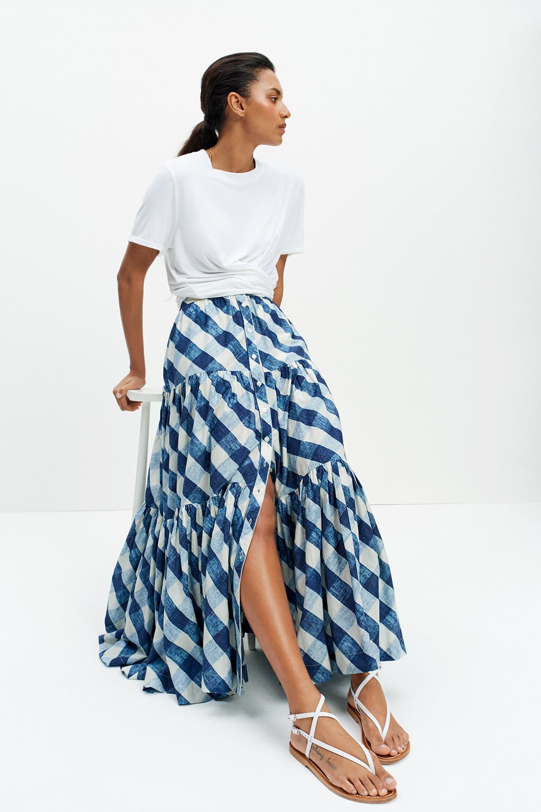 Peasant Skirt (Giant Blue Gingham)
