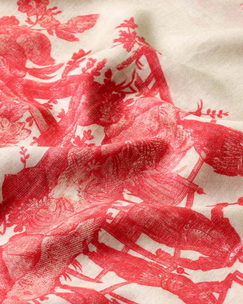 Wiggy Kit | Sarong | Close up of red and beige patterned Sarong