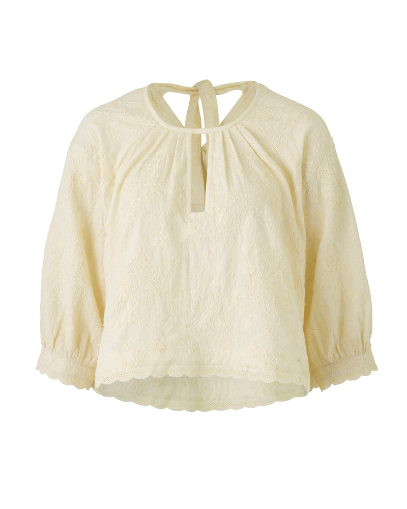 Wiggy Kit | Gaucho Top (Embroidered Cotton) | Product image of white textured blouse