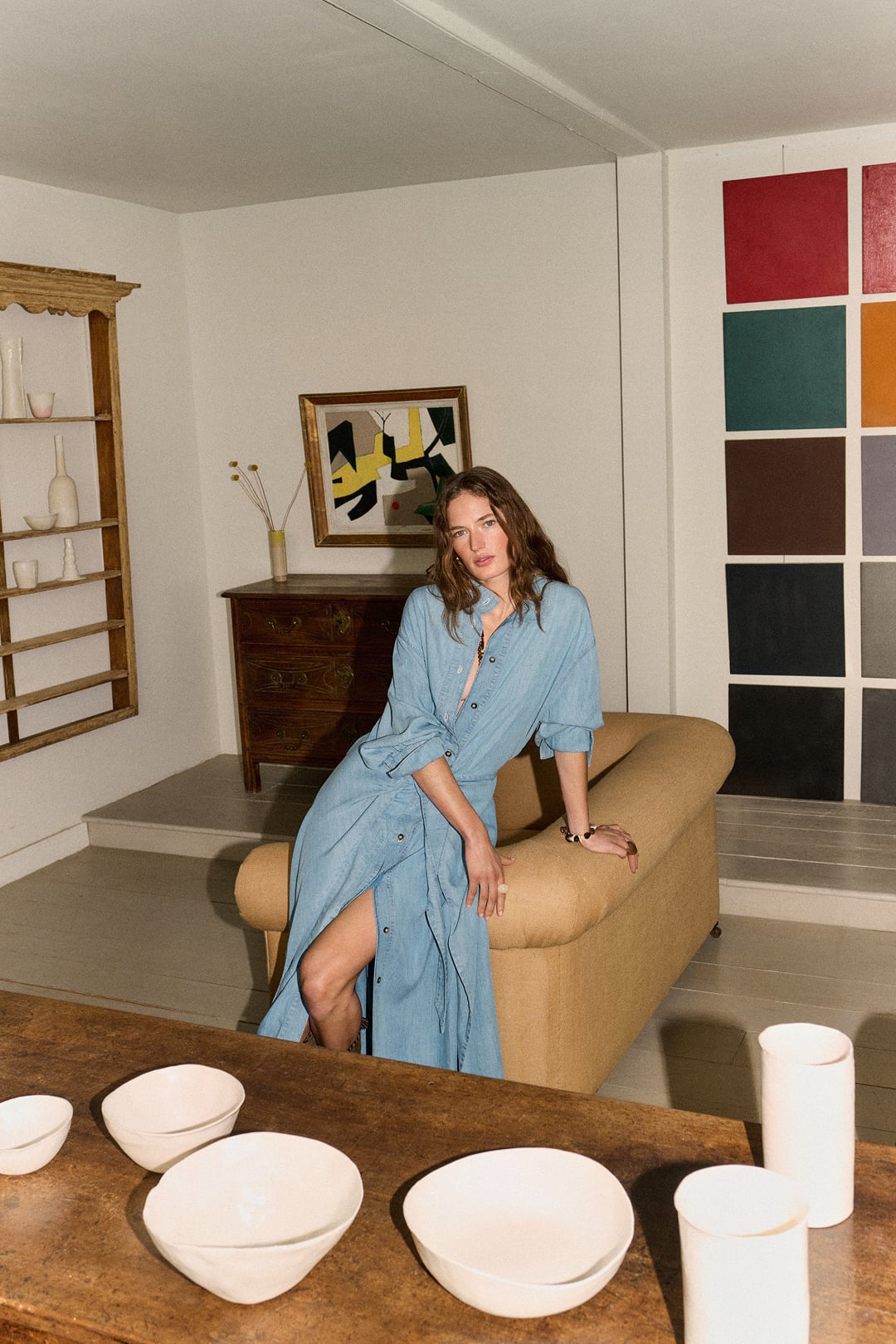 Sarong Shirt Dress (Blue Denim)