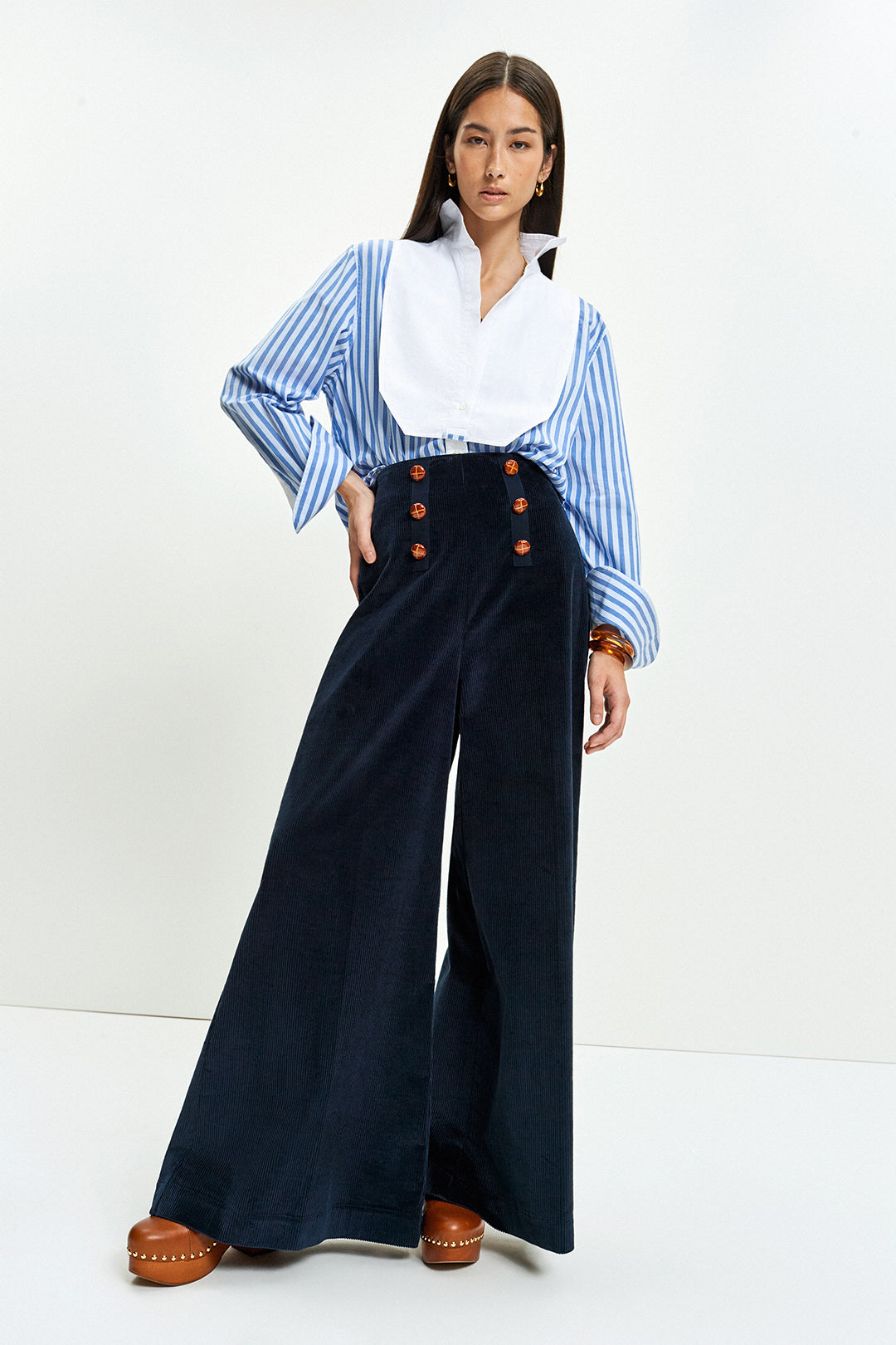 Tab Shirt (Dark Blue Stripe)
