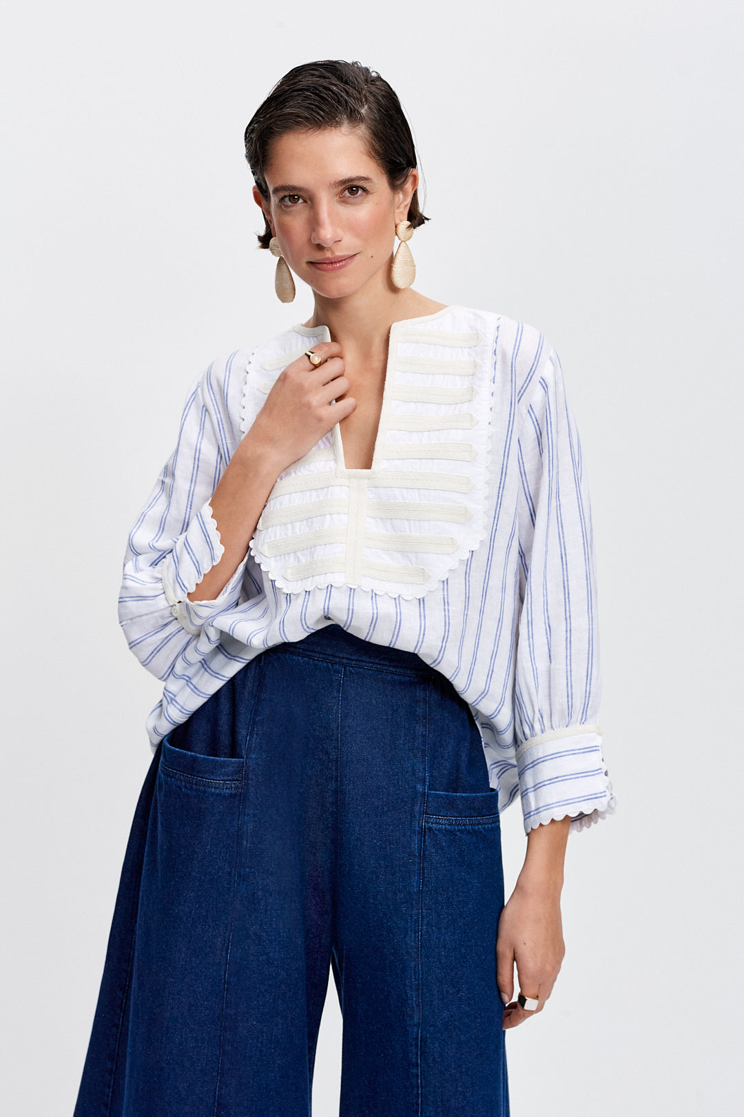 The Bib Shirt (Blue Stripe)