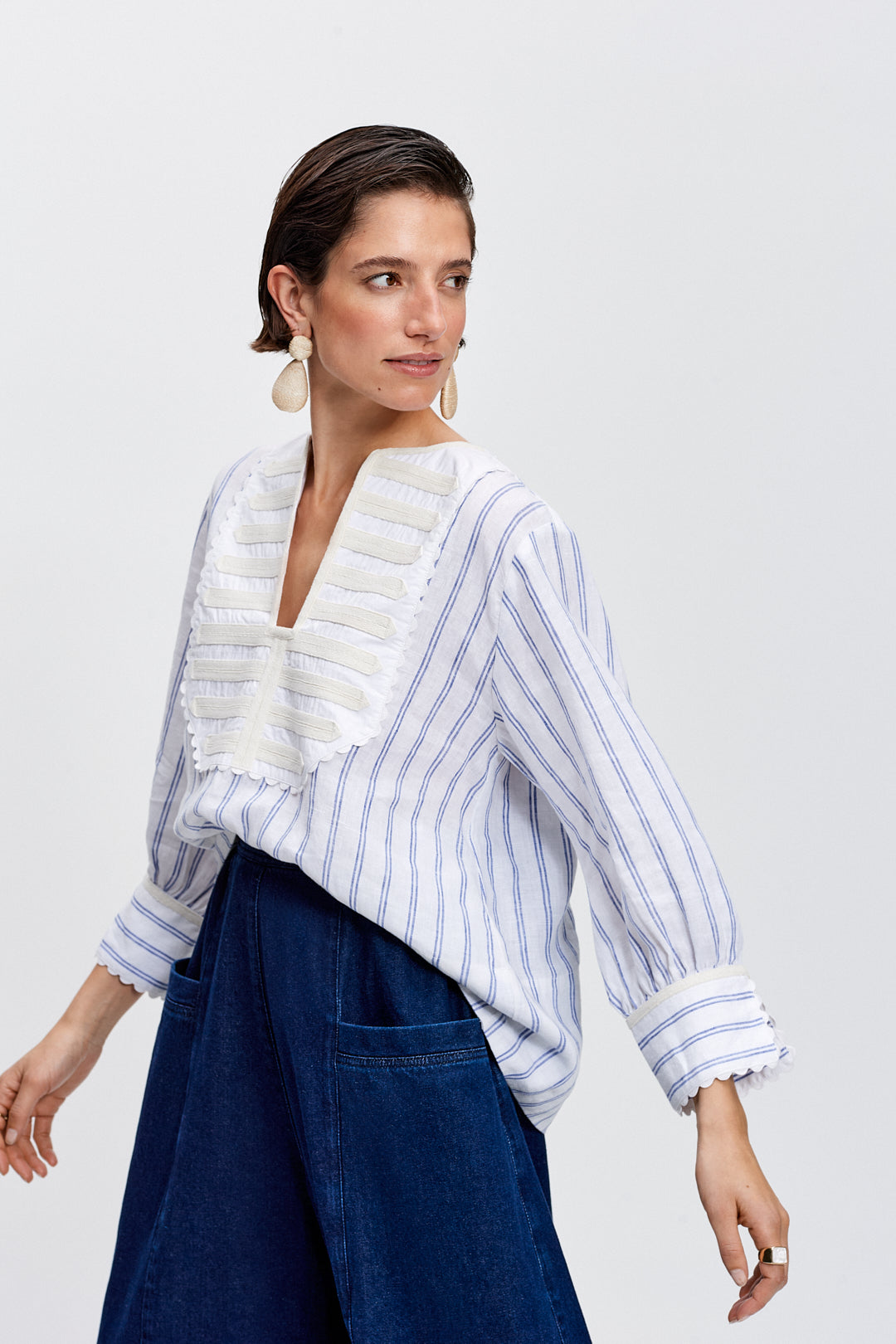 The Bib Shirt (Blue Stripe)