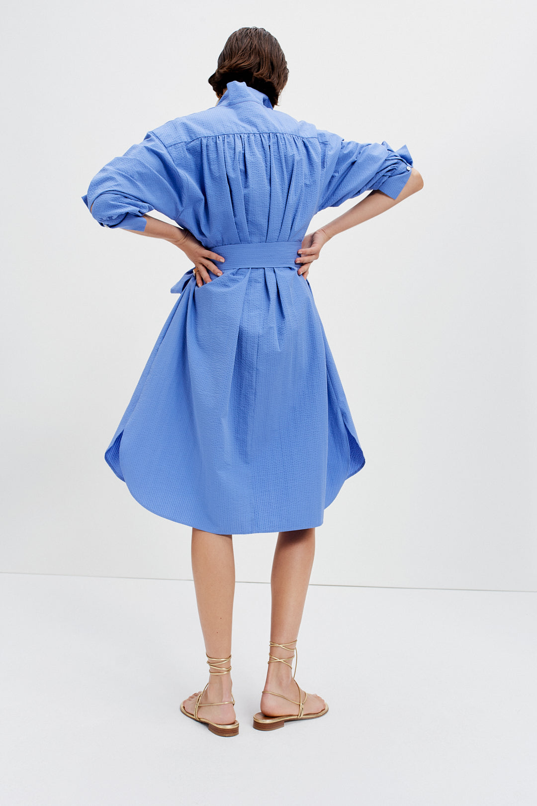 Topper Shirt Dress (Blue Seersucker)