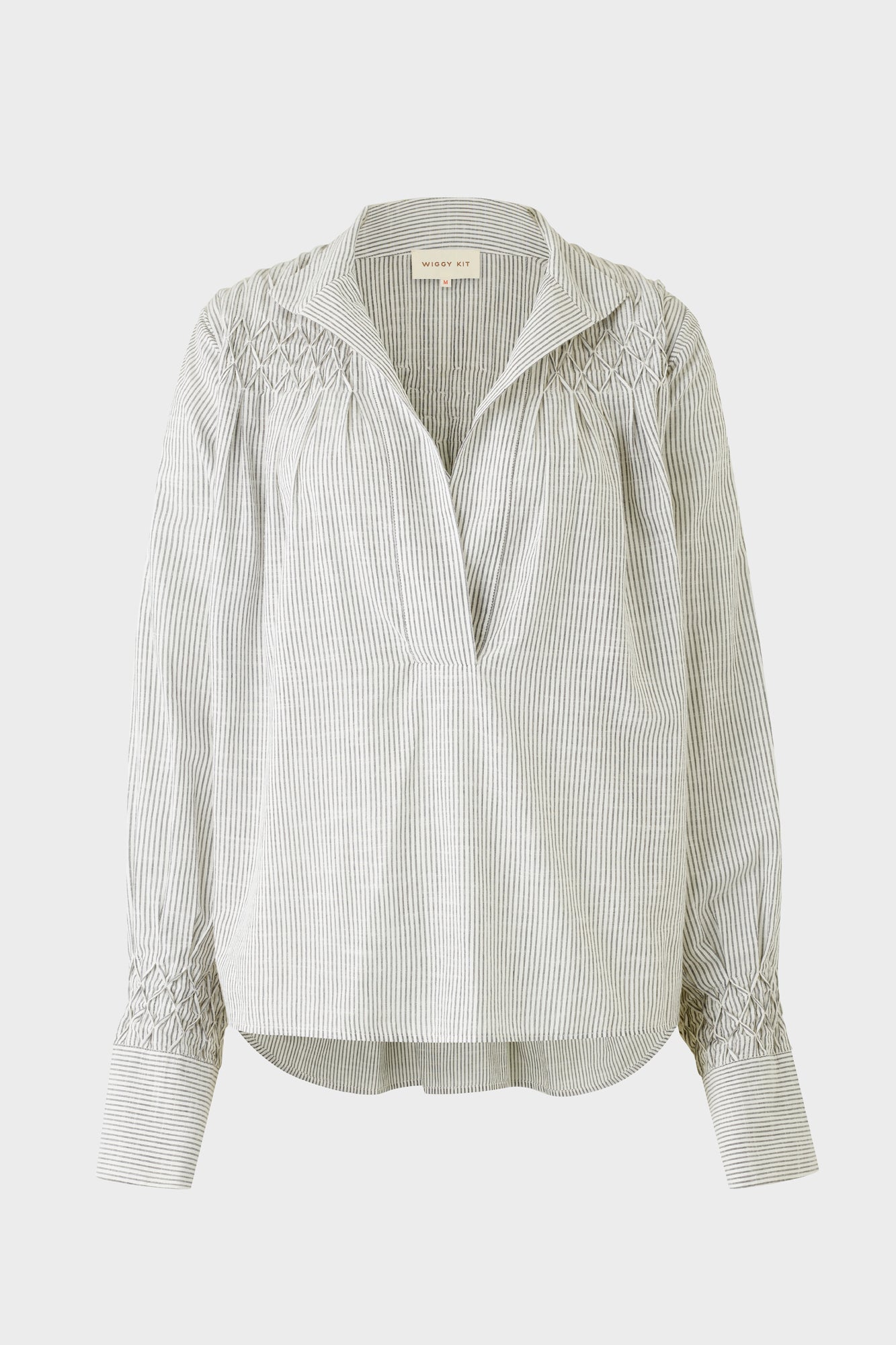 Smocked Shirt (Grey Stripe)