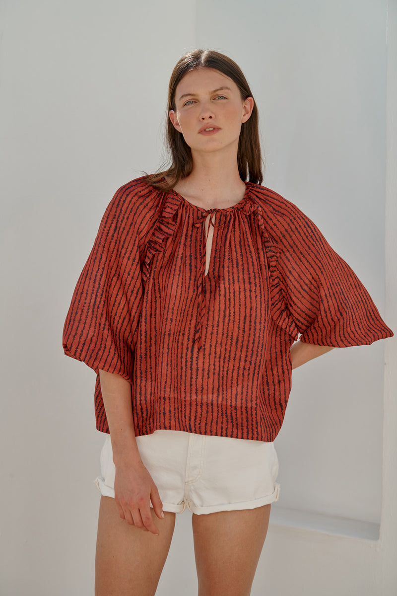 Saffron Top (Red Print)