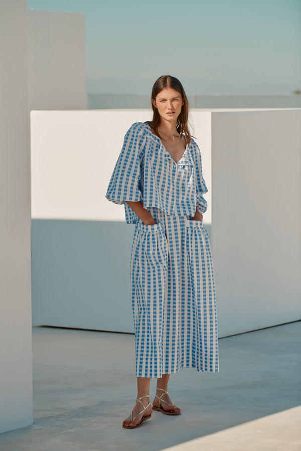 Gaucho Skirt (Blue Gingham)