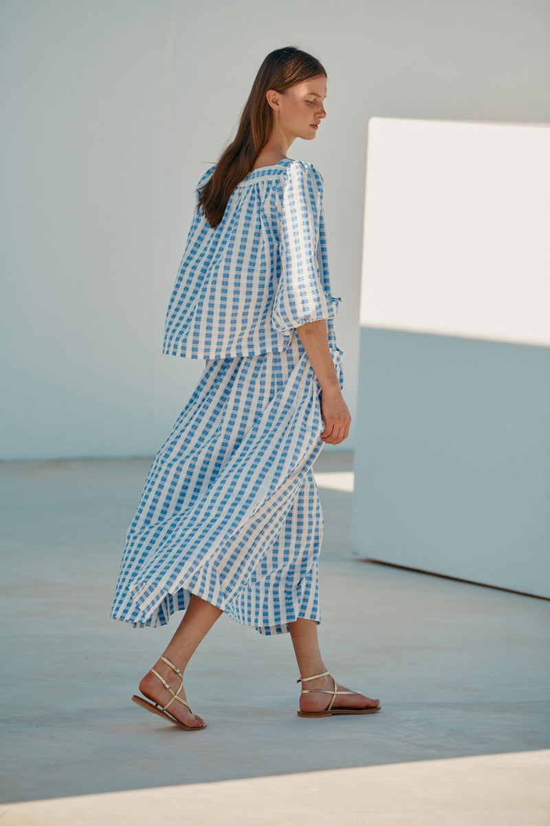 Gaucho Skirt (Blue Gingham)