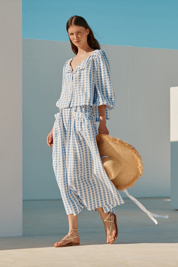 Gaucho Skirt (Blue Gingham)