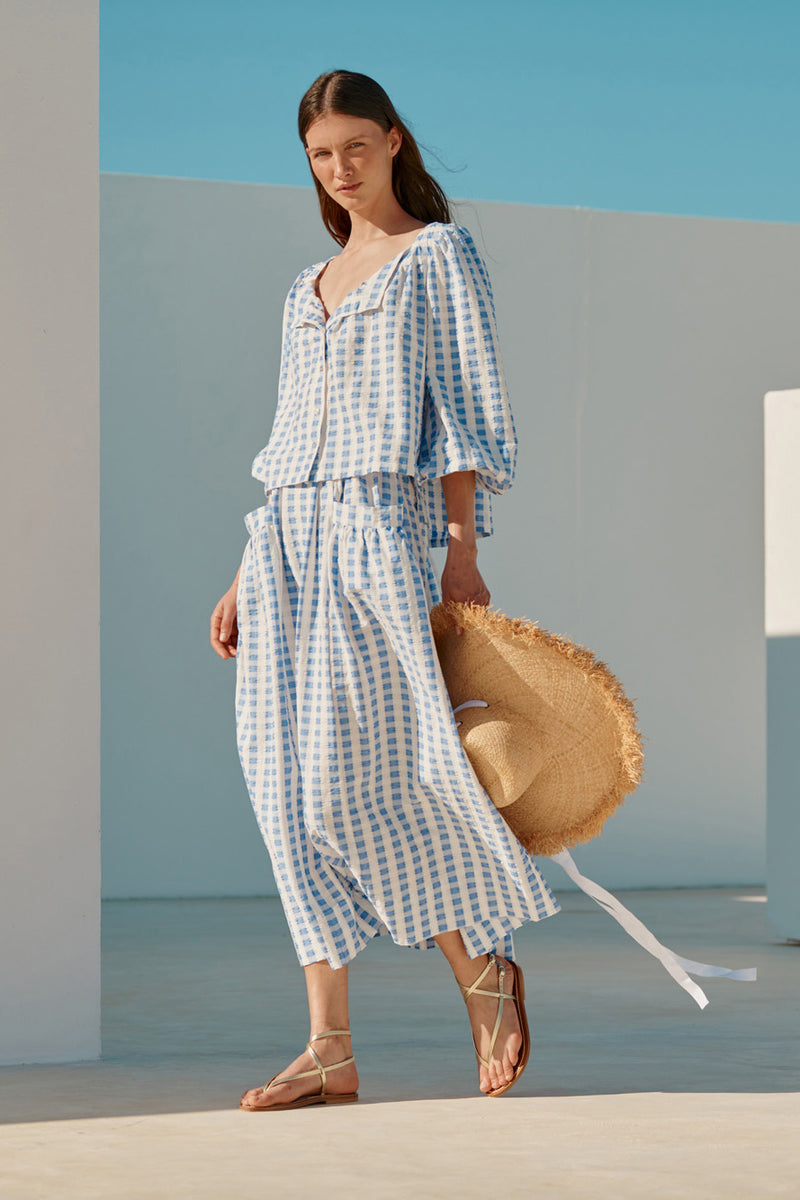 Gaucho Skirt (Blue Gingham)