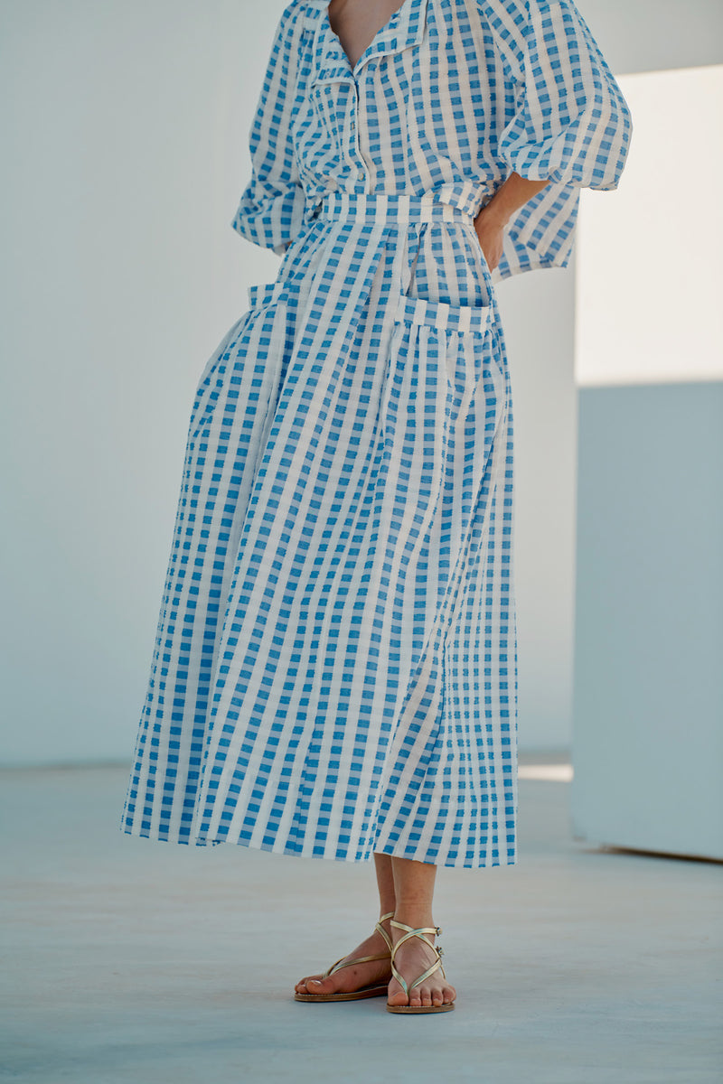 Gaucho Skirt (Blue Gingham)