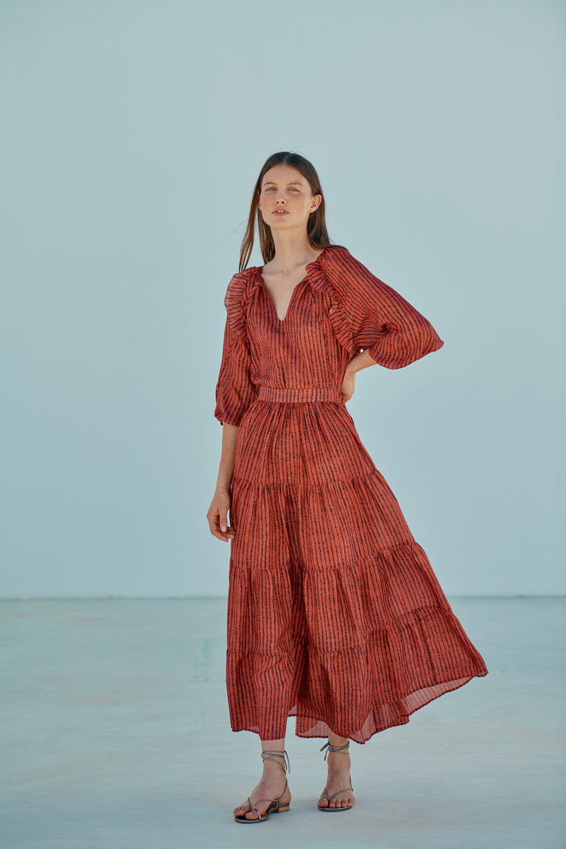 Saffron Top (Red Print)
