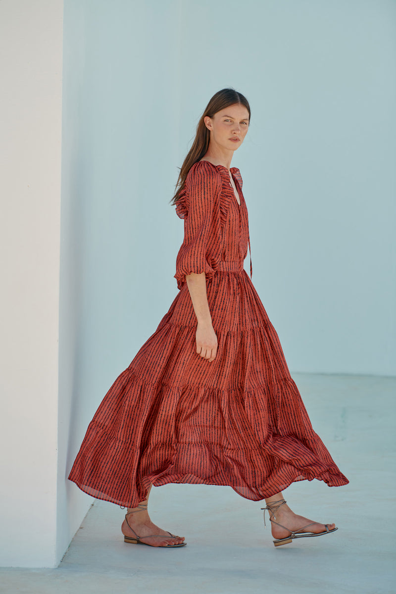 Saffron Top (Red Print)
