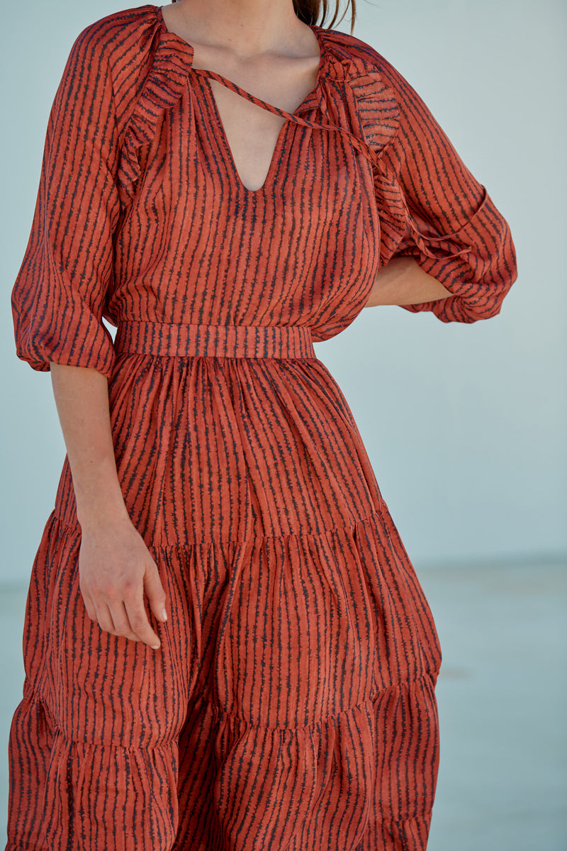 Saffron Top (Red Print)