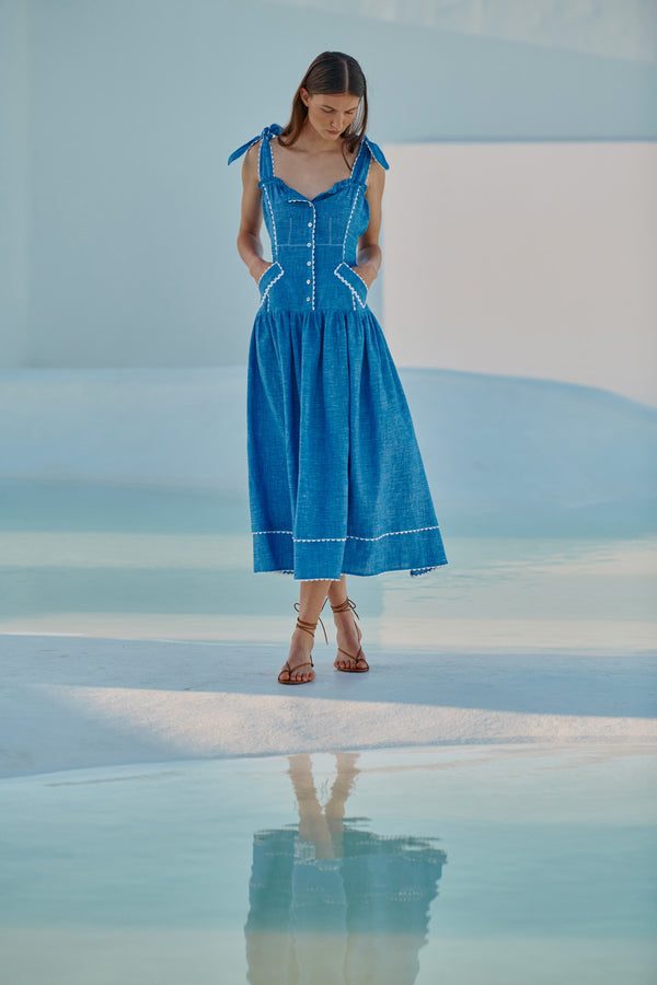 Eden Dress (French Blue Linen)