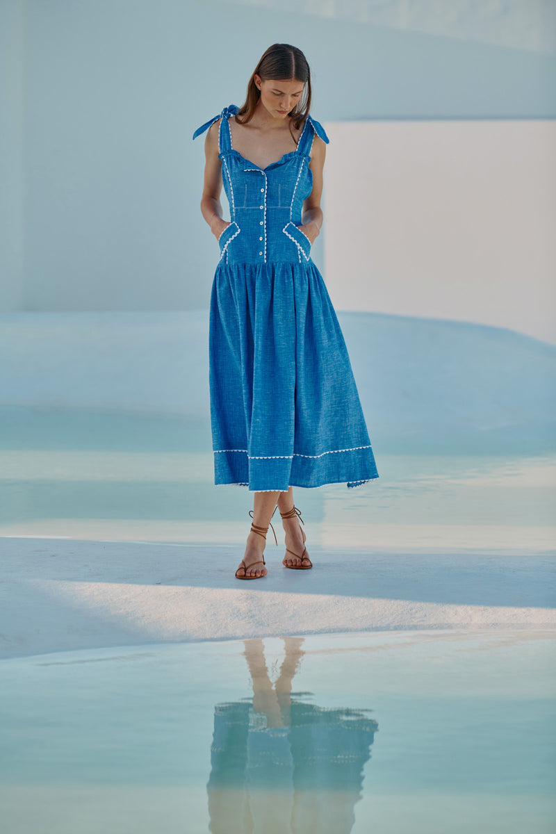 Eden Dress (French Blue Linen)