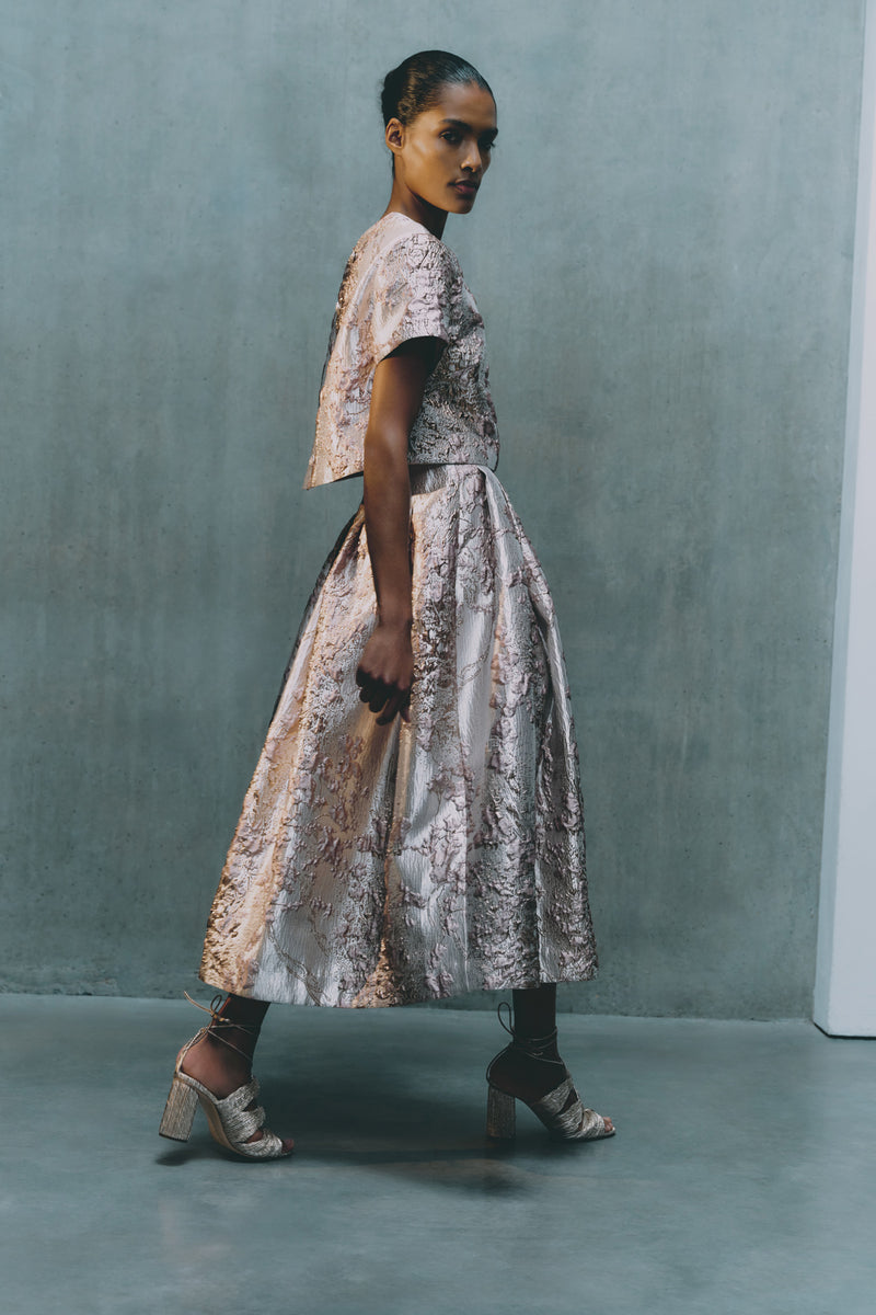 Wiggy Kit | Opera Skirt | Model Wearing 3/4 Length Skirt in Light Pink