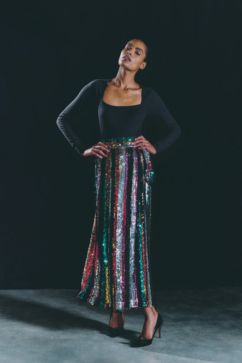 Rainbow sequin maxi skirt Clearance