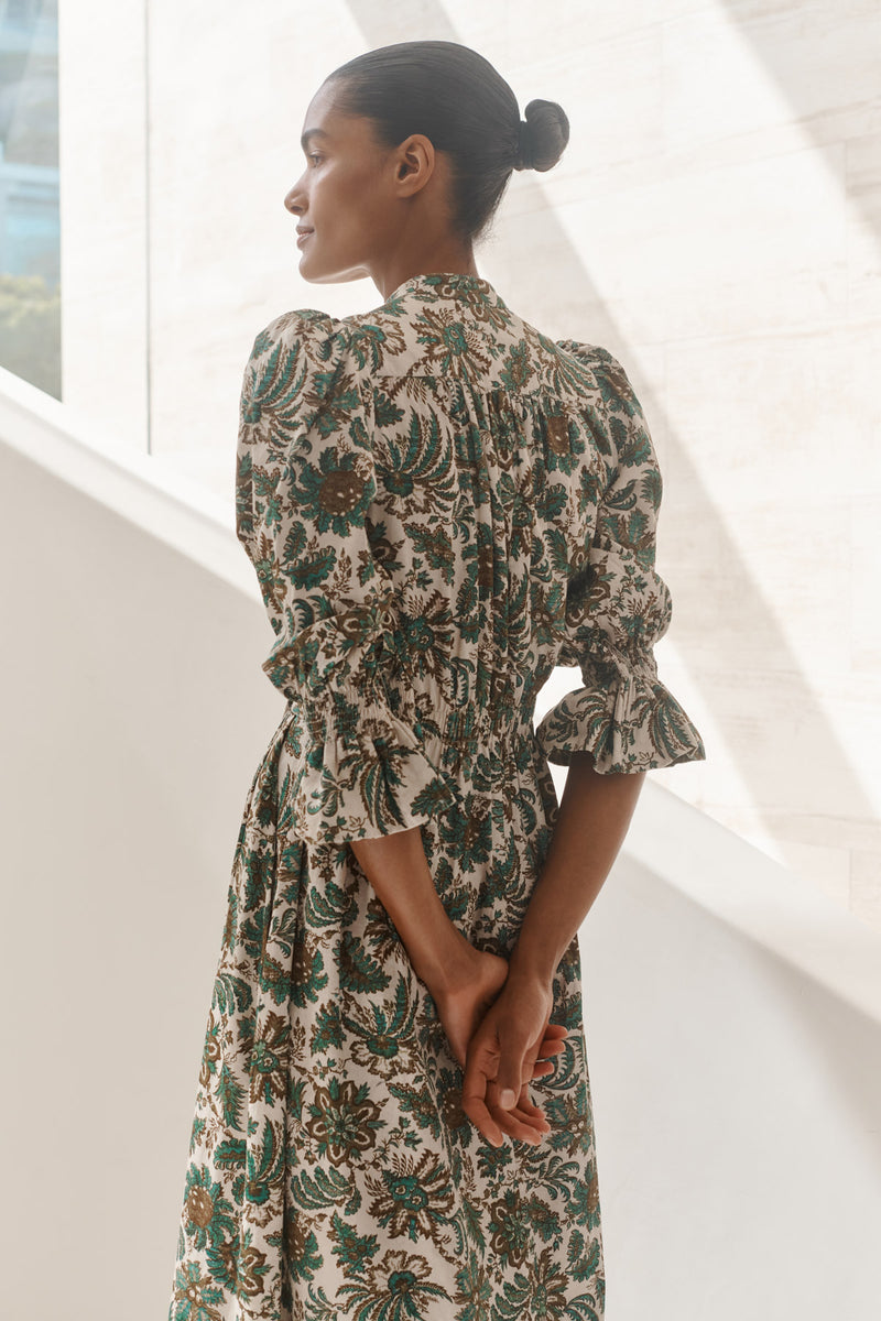 Wiggy Kit | Bunny Dress (Jungle Floral) | Model wearing maxi floral jungle print dress
