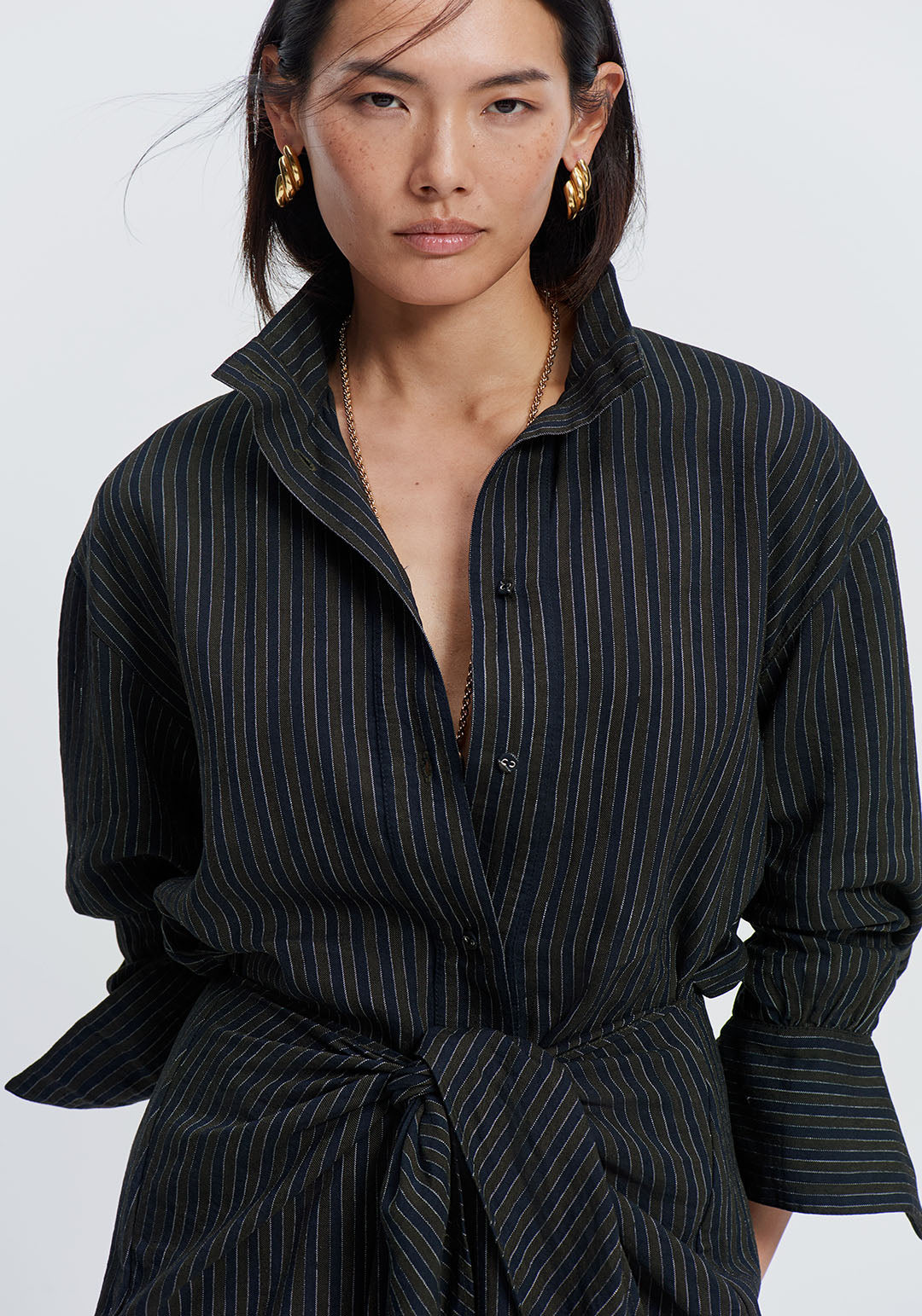 The Sarong Dress (Olive Stripe)