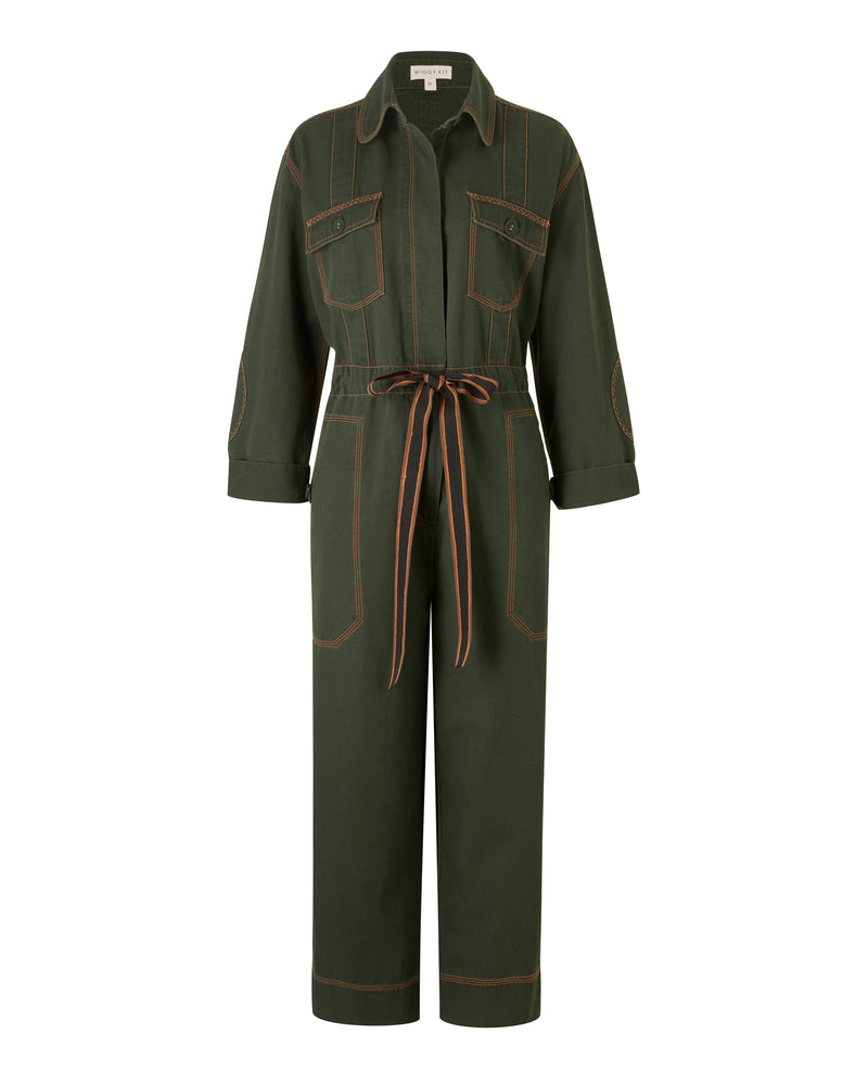Wiggy Kit | The Milano Jumpsuit in Dark Green | Product Image with White Background