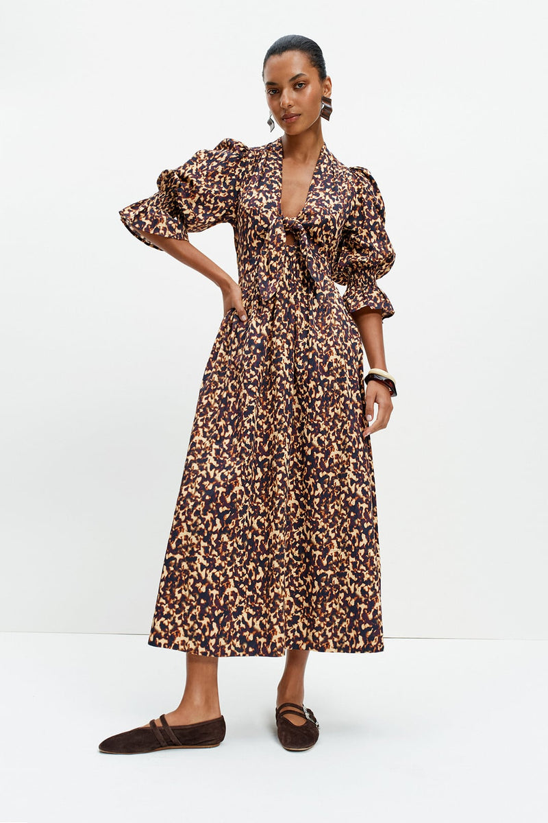 chinese dress ladies Bunny Dress Tortoiseshell | Luxury Midi Dress