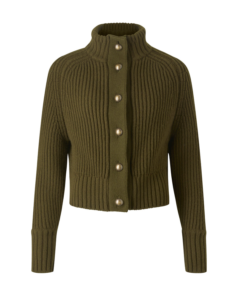 Wiggy Kit | Ribbed High Neck Jacket in Green | Product Image White Background