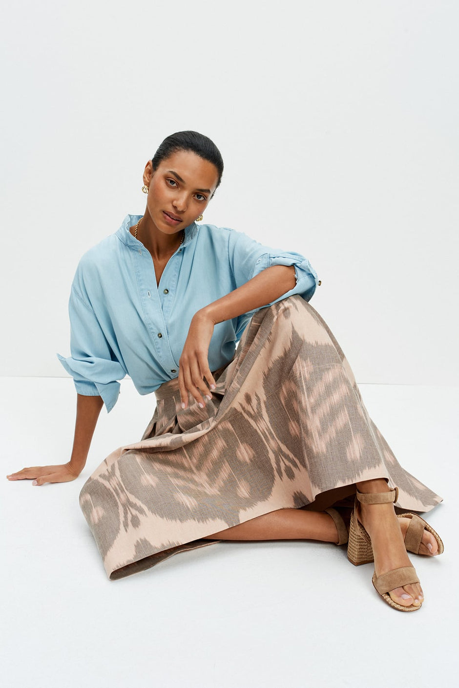 Friday Skirt (Pink Ikat)