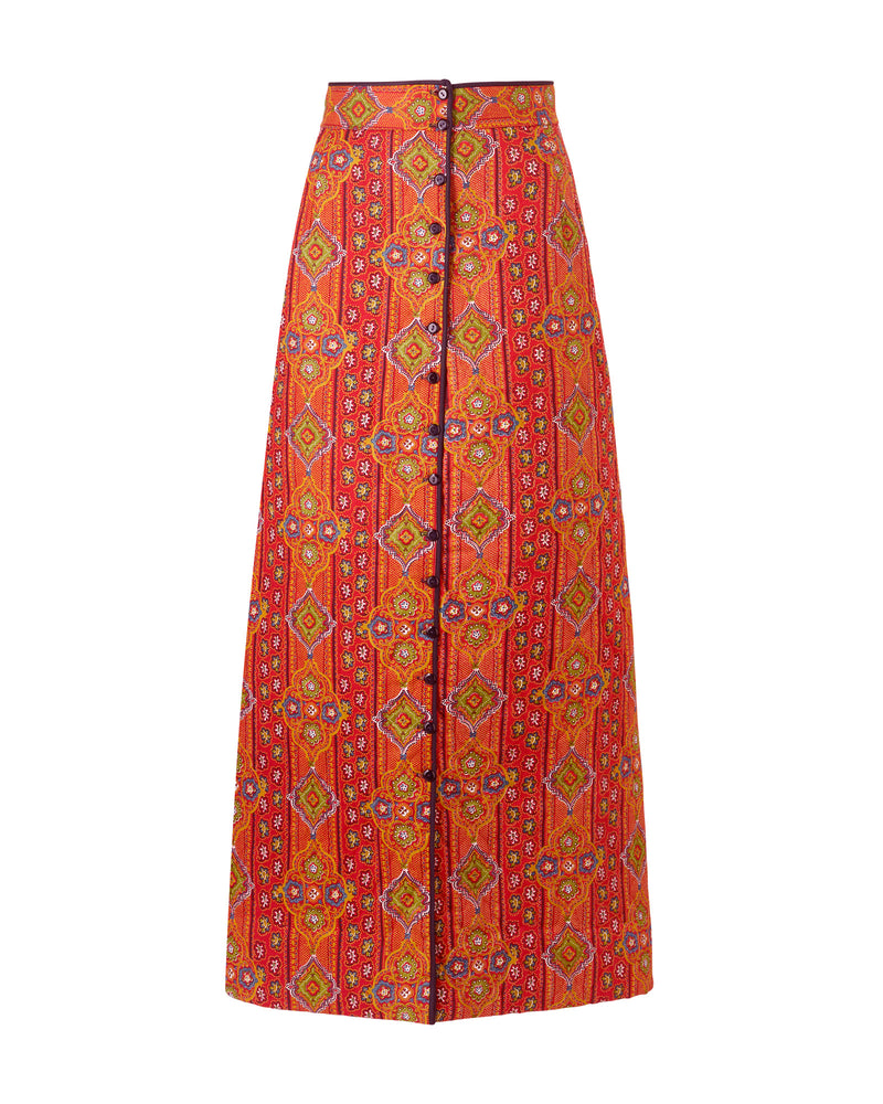 Wiggy Kit | The Quilted Skirt in Orange Multi Print | Product Image with White Background