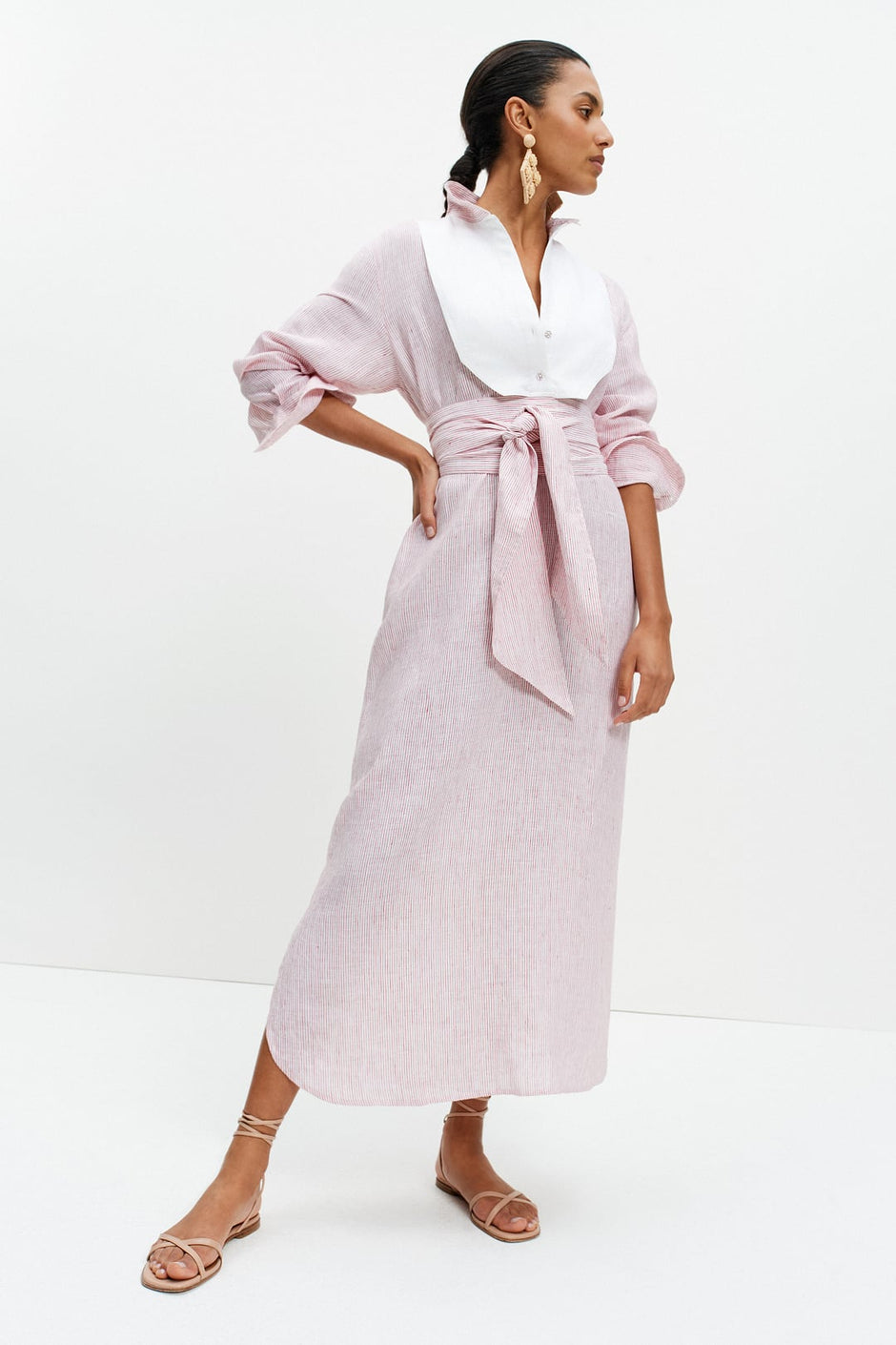 Floating Bib Dress (Red Stripe)