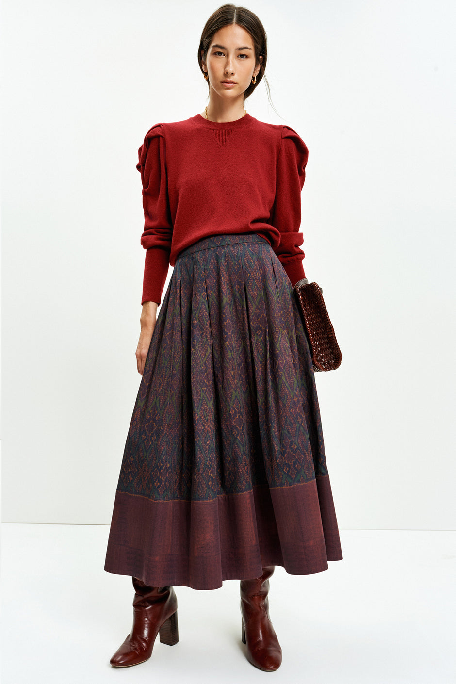 Friday Skirt (Merlot Ikat)