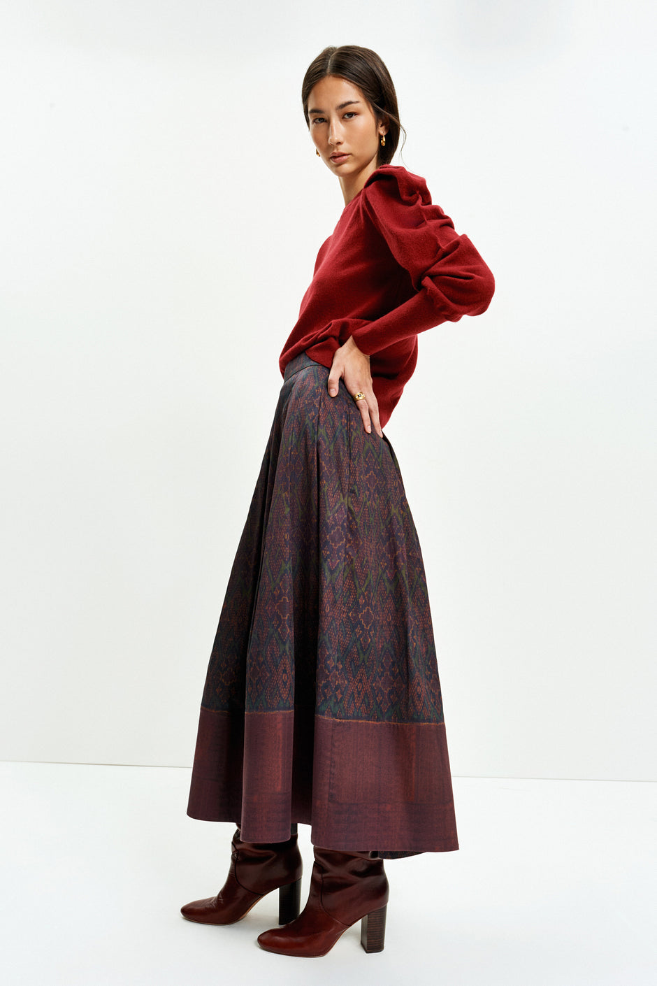 Friday Skirt (Merlot Ikat)