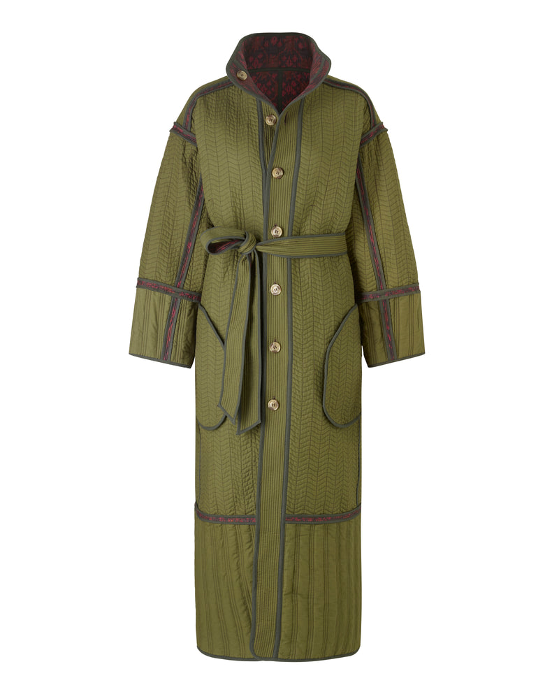 Wiggy Kit | Reversible Quilted Coat in Green  | Product Image White Background